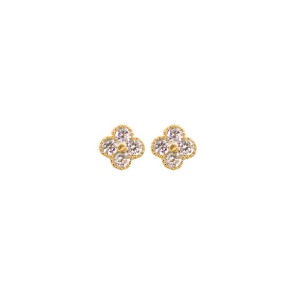 NWT Monique Clover Studs // 14kt Gold Vermeil + CZ - Picture 1 of 4